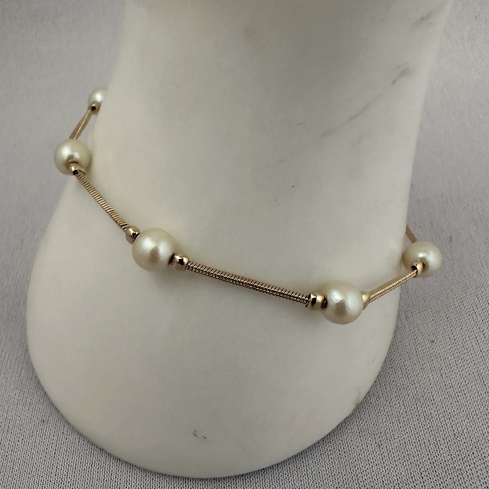 Monet Gold-Tone bracelet with faux Ivory Pearls